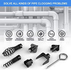 FEITON 7PCS Drain Cleaner Combination Cutter Head Set,16mm Manganese Steel Spring Automatic Locking Drain Dredging Cutter Head Accessories for Drain Cleaning Machines