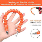 Flexible Drill Bit Extension, 11.6inch Bendable Drill Bit Extension, Universal 1/4 Flexible Extension for Drill Adaptor Hex Set Orange (21 PCS)