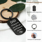 Fathers Day Dad Gifts from Daughter, I'll Always Be Your Little Girl Engraved Keychain, Black Stainless Steel Meaningful Keepsake for Daddy Papa Stepdad, Birthday Christmas Valentines Present