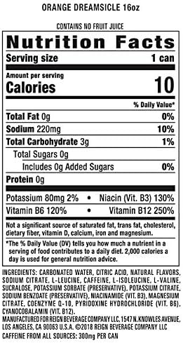 Reign Total Body Fuel, Orange Dreamsicle, Fitness & Performance Drink, 16 Fl Oz (Pack of 12)