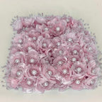 JenlyFavors Organza and Satin Flower with Pearl Spray Pink(72 Flowers)