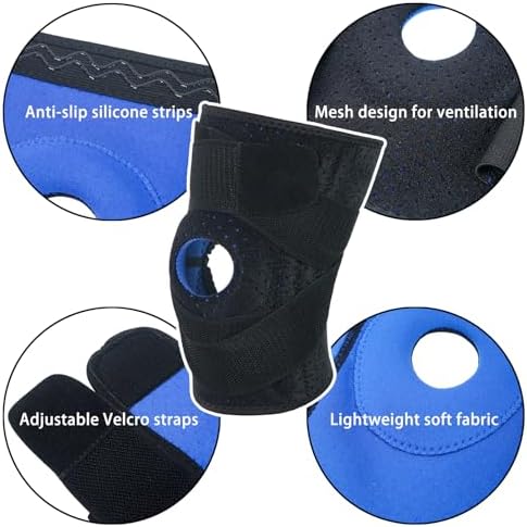 Luwint Plus Size Neoprene Knee Brace, Open Patella Stabilizer with Adjustable Straps Knee Pads Support for Arthritis, ACL, Relieves Pain, Basketball, Sports, 1 Piece