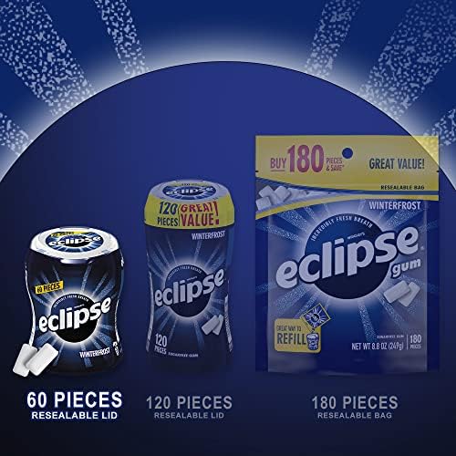 ECLIPSE Gum Winterfrost Sugarfree Chewing Gum, Bulk, 2.9-Ounce 60 Piece Bottle (4 Bottles)