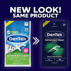 DenTek Advanced Clean Floss Picks with No Break & No Shred Dental Floss, Plaque Remover, 20 Count, Pack of 6