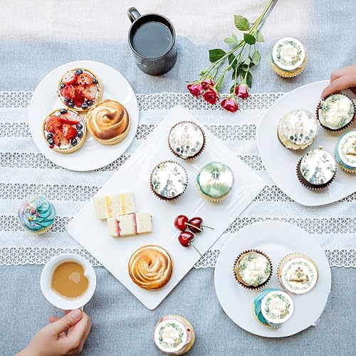 48 PCS Edible Greenery Baptism Cupcake Toppers Wafer Paper Dove Cross God Bless and Baptism Cupcake Picks First Communion Theme Baby Shower Birthday Party Cake Decorations