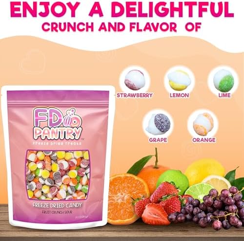 Fruit Crunch Sour Freeze Dried Candy 10oz, Assorted Sour Freeze Dried Candy Variety Pack 10 oz Large Pouch, Ideal Crunchy Freeze Dried Sweets Gift - Large Resealable Bag