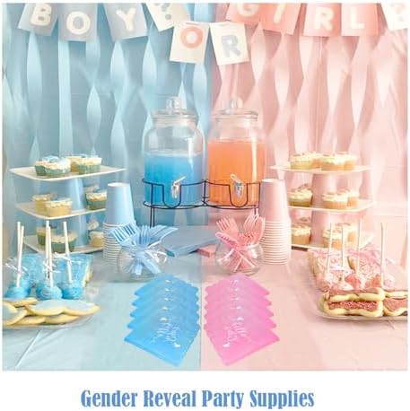 100pcs Blue Baby Shower Napkins, Scalloped Hello Baby Cocktail Napkins 2 Ply Disposable Napkins Decorative Neutral Dinner Napkins for Baby Boy Birthday Gender Reveal Party Decorations
