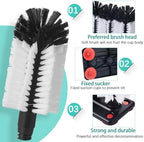 Havawish 2 Pack Water Bottle Cleaning Brush with Suction Base, 3 Head Bristle Bar Glass Washer for Sink, Cup Washer Brush Cleaner for Bar Beer Cup, Wine Glass(7.3 x 3.7 x 7.5)