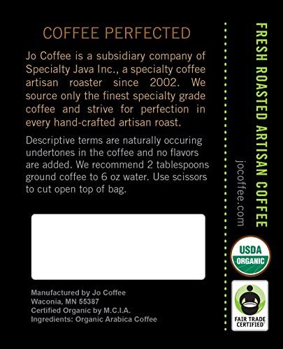 Colombia Jo: 12 oz, Organic Ground Gourmet Coffee, Medium Roast, Creamy Body, Fair Trade Certified, USDA Certified Organic, 100% Arabica, NON-GMO, Gluten Free, Gourmet Specialty Grade by Jo Coffee®