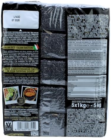 Black Rice, Venere, Product of Italy, All Natural, Non-GMO, Gluten-Free, Riso Scotti (Black Rice 11 lbs (5 x 1kg))