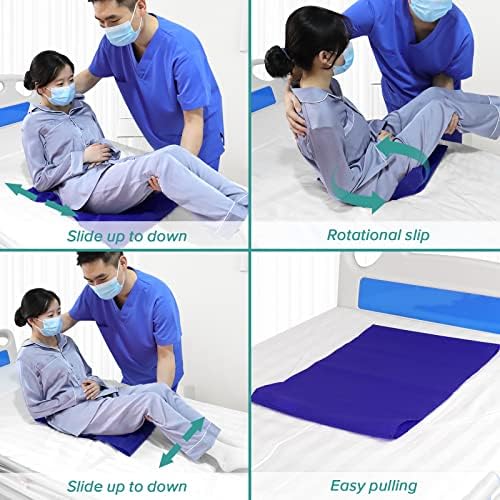 YHK Tubular Slide Sheet for Patient Transfer, Sliding Draw Sheets Slip Slider Sheets for Vehicles Wheelchairs Bed Transfers and Home Care, Assist Moving Elderly Turning, Repositioning(Blue, 24" x 16")