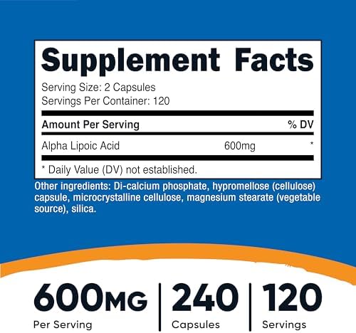 Nutricost Alpha Lipoic Acid 600mg Per Serving, 240 Capsules - Gluten Free, Vegetarian Capsules, Soy Free & Non-GMO