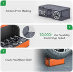Pill Organizer 7 Day AM PM, Discreet 2 Times a Day Weekly Pill Box with Double Protection Shell, Large Capacity Portable Vitamin Case for Travel Meds & Medicine Organizer (Orange)