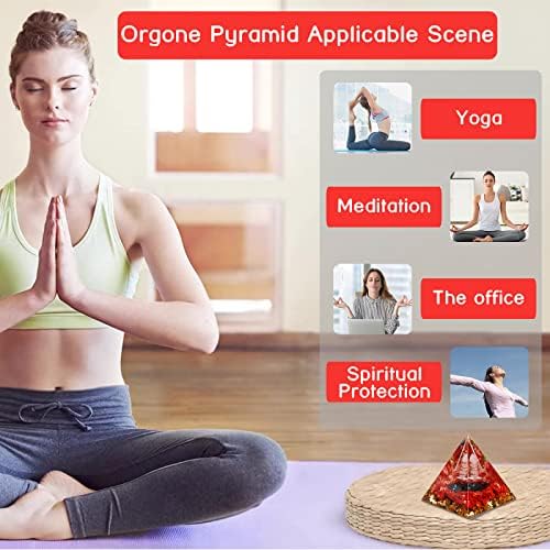 DRTMLY Orgonite Crystal Pyramid, Small Healing Pyramid for Stress Relief, Good Luck & Wealth (Red Coral)