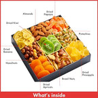 Mothers Day Dried Fruit & Nuts Gift Basket - 9 Variety Assortment Mix - Gourmet Dried Fruit and Nuts Snack Box, In An Elegant Gift Box for Birthday, Anniversary, Sympathy, for Men and Women