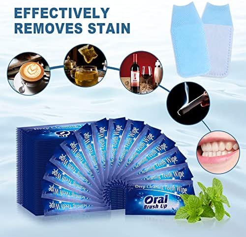 Mint-Flavored Oral Finger Wipes Teeth Whitening Wipes Oral Cleaning Wipe(Dark Blue, 60 Pcs)