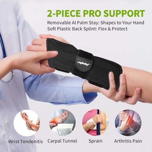 Jupiter Neoprene Wrist Brace - Adjustable, Relieves Pain from Carpal Tunnel, Tendonitis, Arthritis & Sprains, Unisex, Day & Night Wear, Right Hand, XS/S