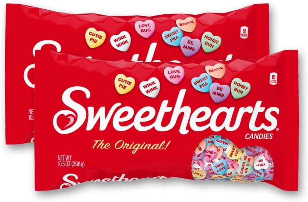 Sweethearts Conversation Hearts Candy Bulk - Valentine's Day Bulk Candy Hearts for Classroom and Parties, Individual Bags for Sharing and Spreading Love - 10.5 OZ BAG - 2 PACK