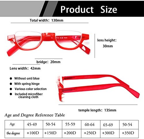 4 Pairs of Colorful Fashion Half Moon Frame Reading Glasses Spring Hinge Male and Female Readers