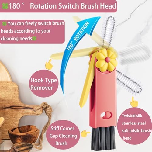 Cup Lid Gap Cleaning Brush, 3 in 1 Cup Lid Brush, Multifunctional Water Bottle Cleaning Brush, Home Kitchen Crevice Brush Tools for Tiny Cup Lid Detail, Bottle Tight Spaces Cup(3 PCS)