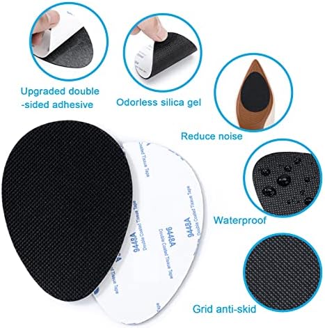 Non Slip Shoe Pads, GADEBAO Self Adhesive Anti Slip Shoe Grips on Bottom of Shoes, Odorless Silicone Pads, High Heels Non Skid Sole Protector Stickers (Black-8 pcs)