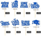 32 Pieces 8th Grade Grad Cupcake Toppers Blue Glittery Eighth Grade Graduation Cupcake Decorations Class of 2026 Peace out 8th Grade Cupcake Picks for Middle School Grad Party Cupcake Decorations