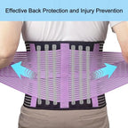 TESETON Back Support Brace Belt for Men & Women, Breathable Lumbar Support Belt, scoliosis back brace, Waist Relax Lower Back Pain & Sciatica Pain Relief with 8 reinforced Bones 02 Purple-M