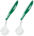 LIBMAN Dish Brush - Soft Bristle Cleaning Brush with Handle - 2 Pk Dish Scrub Brushes with Scraper for Dishwashing Dishes, Pots, Pans, Glassware - Non-Slip Comfort Grip Handle