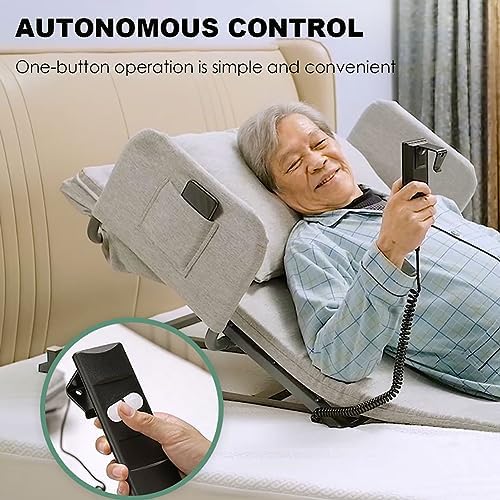 Electric Bed Backrest, Portable Medical Pillow Lifter, Neck and Lumbar Support, Acid Reflux, Post-Op and Snoring Relief, Soft Support, Firm Frame,Grey