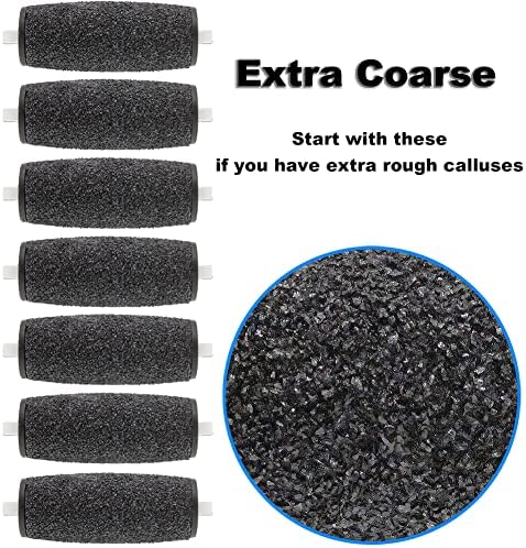 11 Pack Include 7 Extra Coarse & 4 Regular Coarse Replacement Roller Refill Heads Compatible with Amope Pedi Electronic Foot File