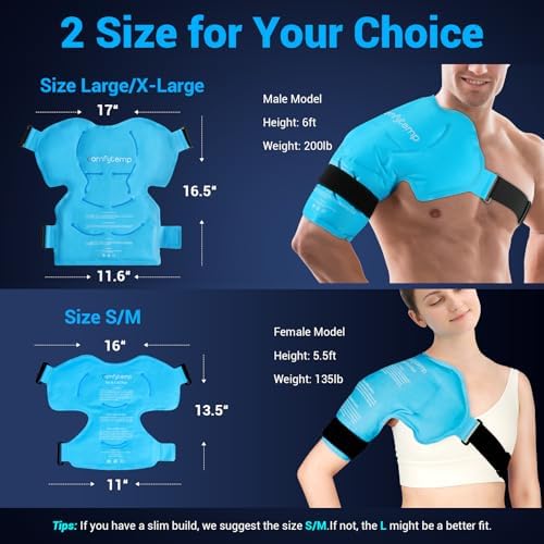 Comfytemp Shoulder Ice Pack Rotator Cuff Cold Therapy Wrap, Gel Packs for Injuries Reusable Hot Cold Compress Shoulder Brace for Pain Relief, Men Women Recovery Item (Large/X-Large)