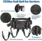 Aliseniors Gait Belt Transfer Belt, Gait Belt with 7 Handles - Quick Release Buckle & Leg Straps, Gait Belts for Seniors, Medical Nursing Patient Safety Belt Lift Strap for Physical Therapy
