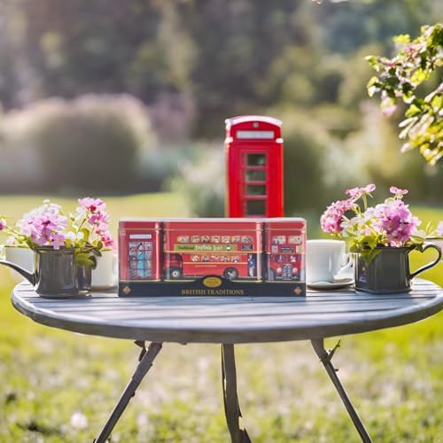 New English Teas British Traditions 3x Tea Tins with Fine English Breakfast Loose Leaf Tea and 10x Teabags, British Souvenir, Big Ben, UK Foods