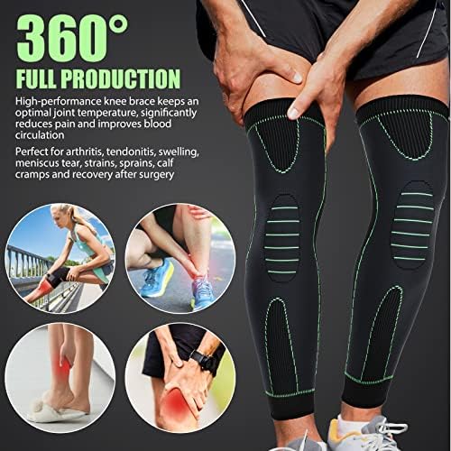 6 Pcs Long Compression Full Leg Sleeves Full Compression Knee Sleeves Braces Support for Men Women Arthritis Joint Pain Relief Reduce Varicose Veins and Swelling Cycling Sport