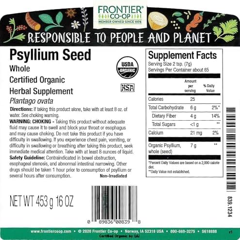 Frontier Co-op Organic Whole Psyllium Seed 1lb