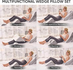 OAISZ 4 PCS Wedge Pillow Set for After Surgery, Memory Foam Orthopedic Bed Wedge Pillow Set, Adjustable Bed for Sleeping, Acid Reflux Relief, Post Surgery Recovery, Back Support, Leg Elevation, Gery
