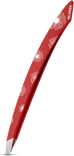 MR.GREEN Curve Handle Eyebrows Tweezers Professional Fine Hairs Removal Puller Makeup Tools Stainless Steel Beauty Clips Removal (Red)
