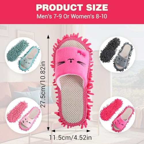 4 Pairs Washable Mop Slippers for Floor Cleaning Microfiber Slippers Floor Cleaning Mop Shoes Anti-Slip Detachable Funny Clean Dusting Slipper for Women Home Office Kitchen Floors Dust Dirt