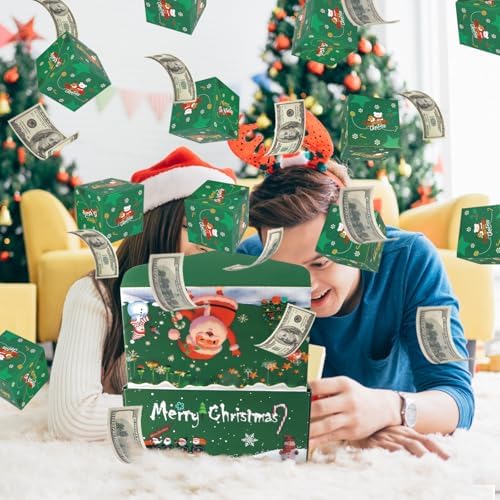 AMIITRY Surprise Gift Box Explosion, Money Surprise Box Gift Boxes, Christmas Folding Bouncing Money Gift Boxes for Christmas Anniversary, 12 Bounces (Green)