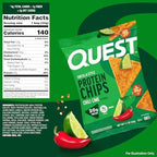 Quest Nutrition Chili Lime Tortilla Style Protein Chips, 20g Protein, 3g Net Carbs, Low Carb, Gluten Free, 1.1 oz (Pack of 12)