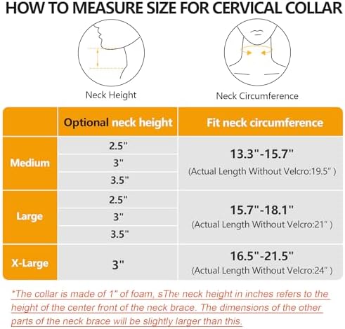 Soft Foam Neck Brace Universal Cervical Collar, Adjustable Neck Support Brace for Sleeping - Relieves Neck Pain and Spine Pressure, Neck Collar After Whiplash or Injury (2.5" Depth Collar, L)