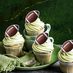 60 Pack Edible Rugby Ball Cupcake Toppers Wafer Paper Sports Balls Cupcake Picks Decoration for Rugby Sports Ball Theme Baby Shower Boys Girls Birthday Party Cake Decorations Supplies