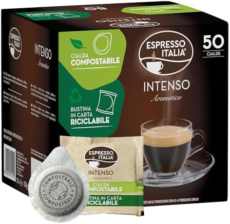 Espresso Italia ESE Cialde Pods - 50 INTENSO AROMATICO Compostable Pods Italian Coffee. Dark roast