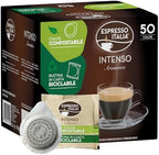 Espresso Italia ESE Cialde Pods - 50 INTENSO AROMATICO Compostable Pods Italian Coffee. Dark roast