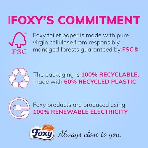 Foxy Cotton | 5 Ply Toilet Paper | 40 Rolls / 115 Tears per Roll - Extra Large Sheets with Real Cotton Fibres | FSC Certified