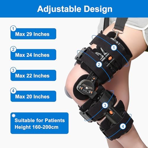 Hinged Knee Brace with Side Stabilizers for Women&Men, Adjustable Post Op Knee Immobilizer Leg Braces Orthopedic Patella Support for Arthritis, ACL, MCL, and PCL Injury – Optimal Support for Rehabilitation