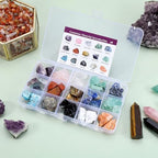 GEHECRST Assorted Raw Healing Crystals Gemstone Box Natural Rough Rock Quartz Crystal Stones Bulk for Wicca Reiki Chakra Healing Meditation Home Decor DIY Project Spiritual Crystal Gift Christmas