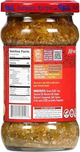 Rani Green Chilli Pickle Hot (Achar, Spicy Indian Relish) 10.5oz (300g) Glass Jar ~ Vegan | Gluten Free | NON-GMO | No Colors | Popular Indian Condiment, Indian Origin