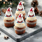 50 PCS Edible Santa Claus Cupcake Toppers Wafer Paper Father Christmas Cake Toppers Edible Santa Claus Birthday Decorations for Xmas Theme Baby Shower New Year Holiday Party Cake Decorations Supplies