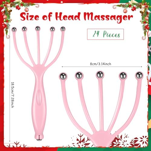 TrelaCo 24 Pcs Scalp Massager Portable Handheld Spa Head Massager for Deep Relaxation and Stress Reduction Manual Head Massage Tool for Office Home Christmas Gift(Blue, Pink, Black)